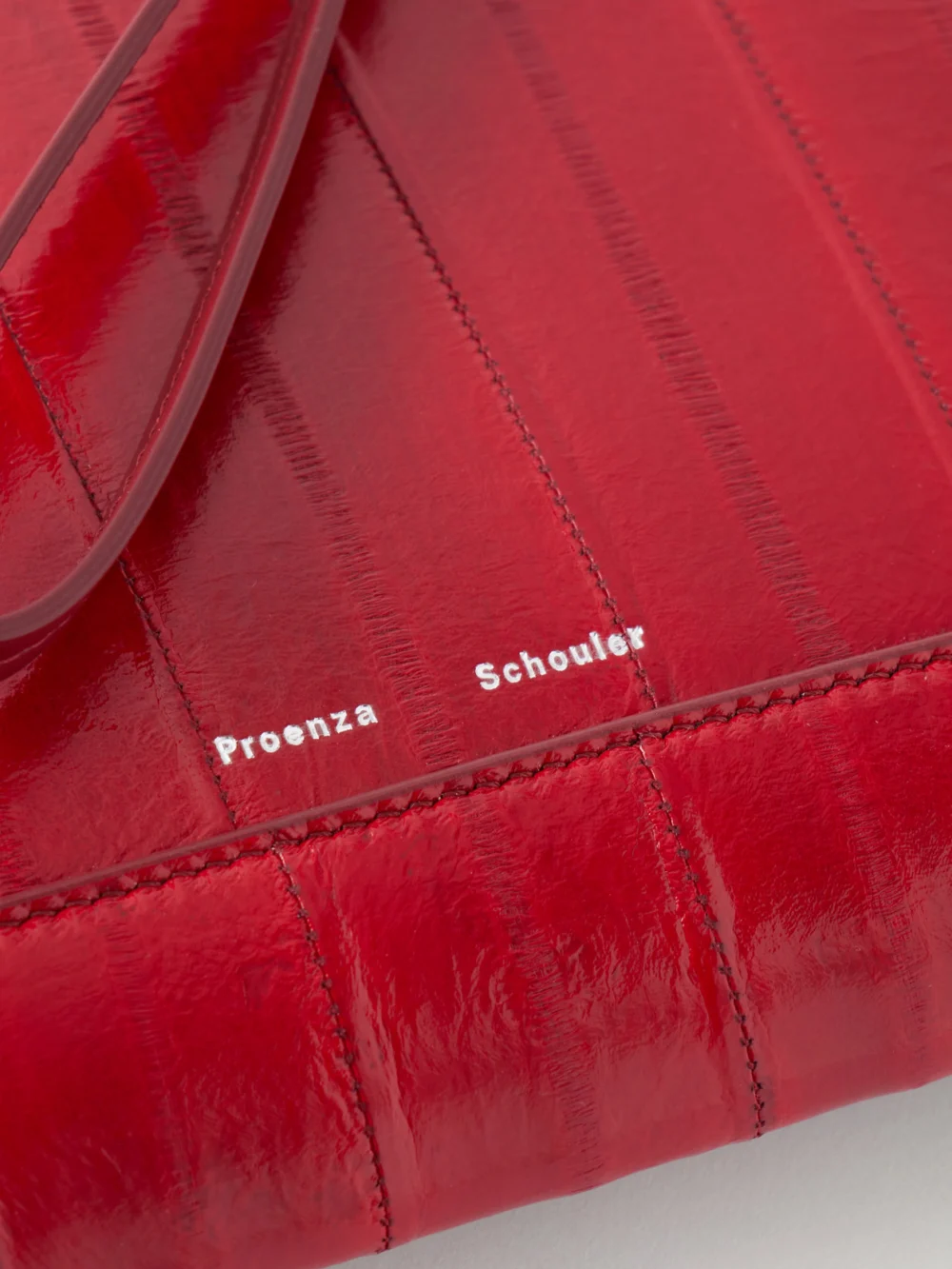 Close-up detail of the Proenza Schouler Leather Intarsia Leather-trimmed Suede Pouch