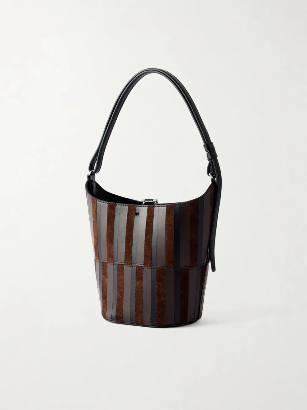 Back view of the Proenza Schouler Mini Bucket Intarsia Leather and Suede Bag