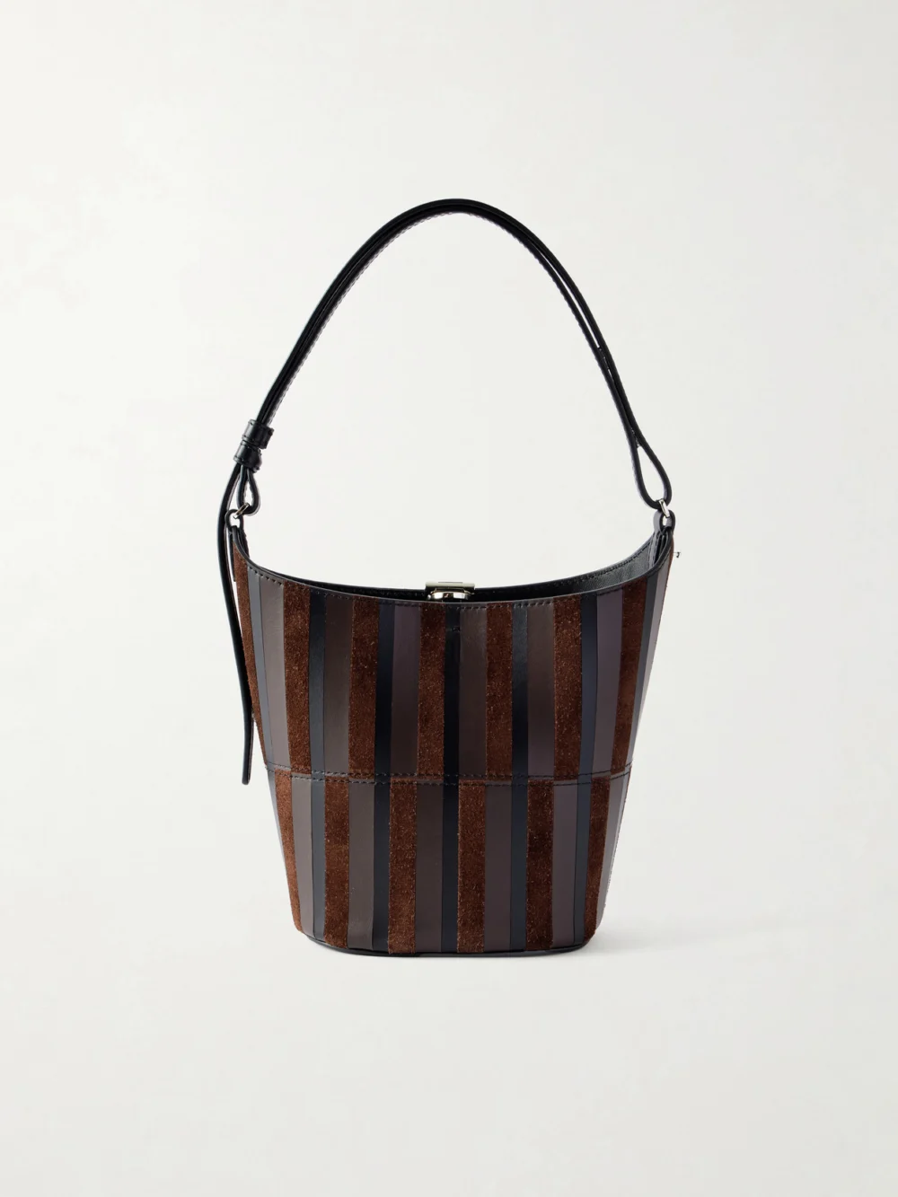 Proenza Schouler Mini Bucket Intarsia Leather and Suede Bag in black
