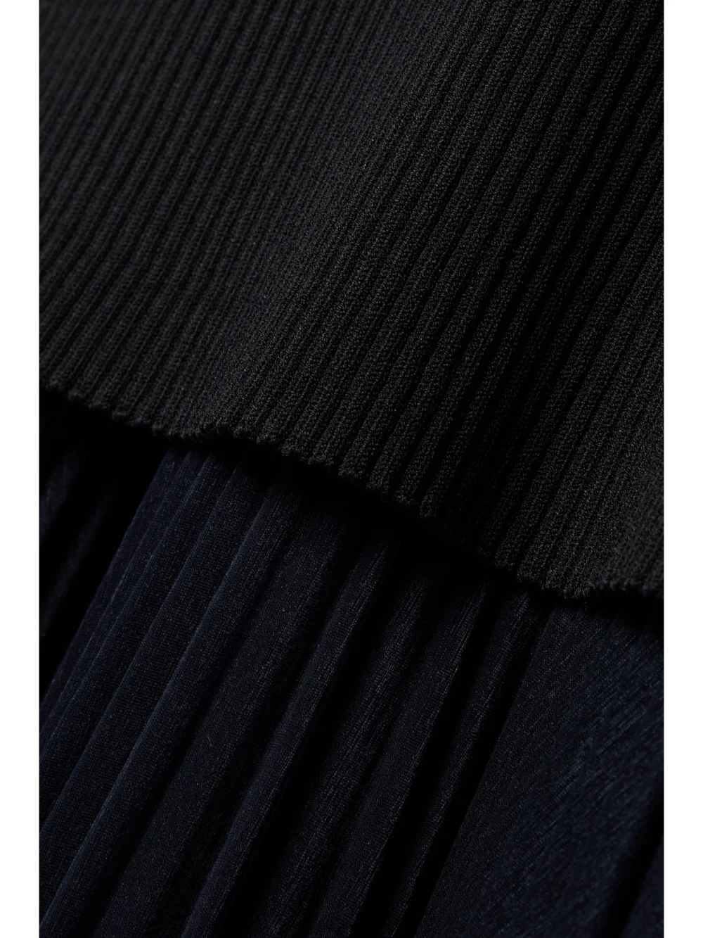 Close-up detail of the Proenza Schouler Niki Layered Pleated Jersey and Ribbed-knit Midi Dress