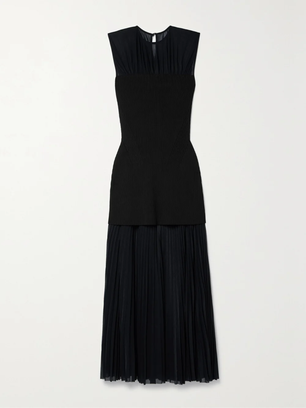 Proenza Schouler Niki Layered Pleated Jersey and Ribbed-knit Midi Dress in midnight blue