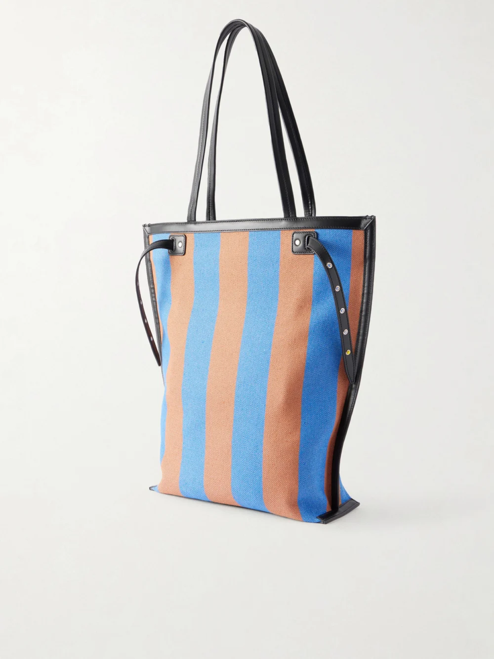 Back view of the Proenza Schouler North South Days Striped Leather-trimmed Canvas Tote