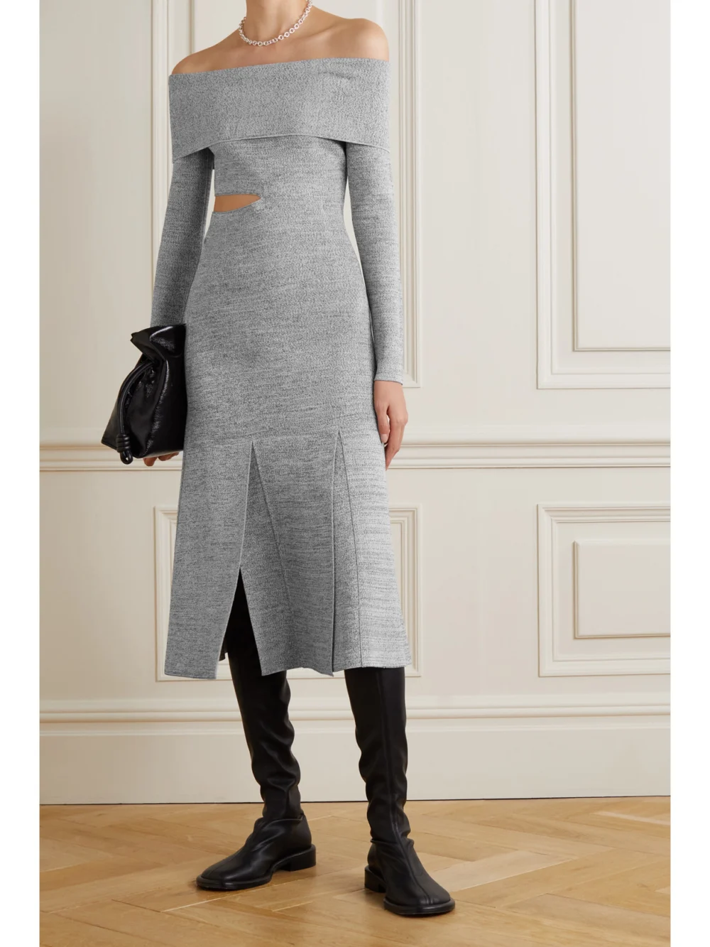 Proenza Schouler Off-the-shoulder Cutout Stretch-knit Maxi Dress, worn by a model