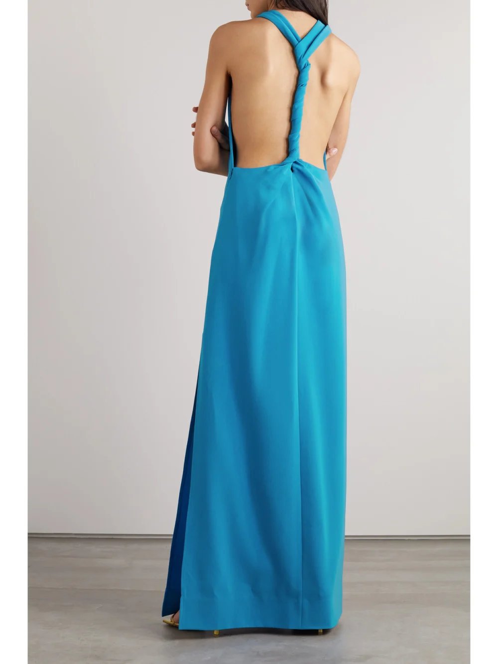 Back view of the Proenza Schouler Open-back Draped Crepe Maxi Dress