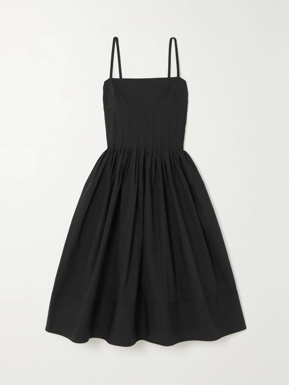 Proenza Schouler Pintucked Cotton-blend Poplin Midi Dress in black