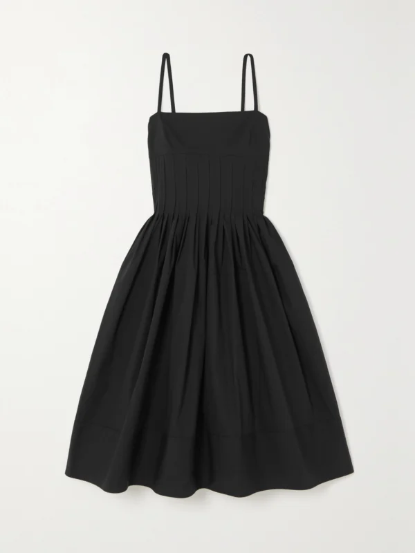 Proenza Schouler Pintucked Cotton-blend Poplin Midi Dress