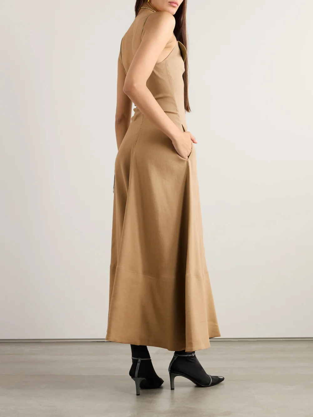 Back view of the Proenza Schouler Ruby Linen-blend Maxi Dress