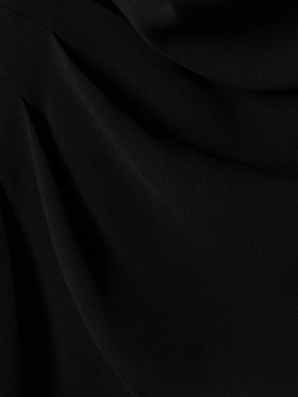 Close-up detail of the Proenza Schouler Shira Draped Strapless Crepe Midi Dress