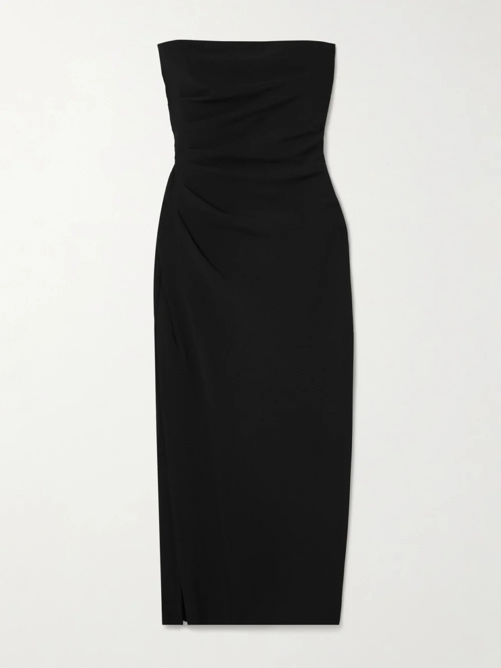 Proenza Schouler Shira Draped Strapless Crepe Midi Dress in black
