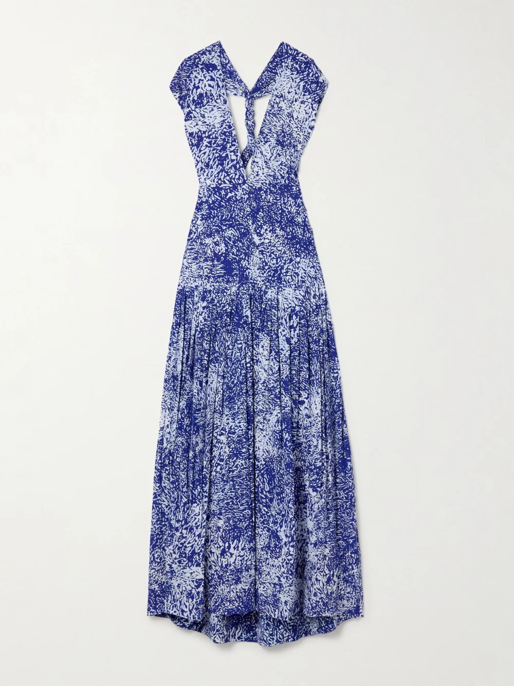 Proenza Schouler Simone Pleated Printed Crepe Maxi Dress in royal blue
