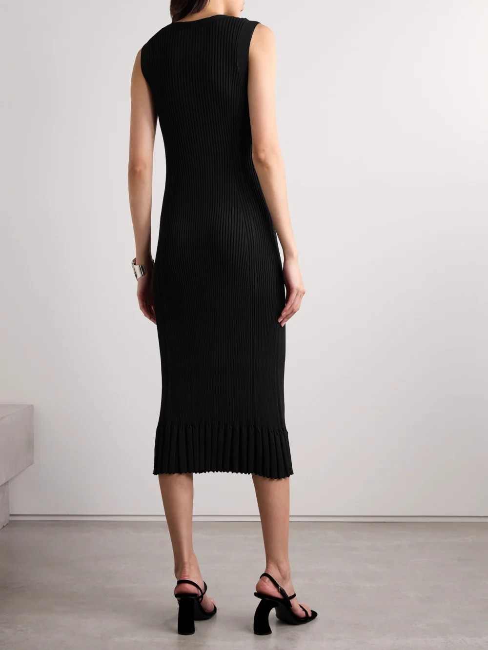 Back view of the Proenza Schouler Tatum Ribbed-knit Midi Dress