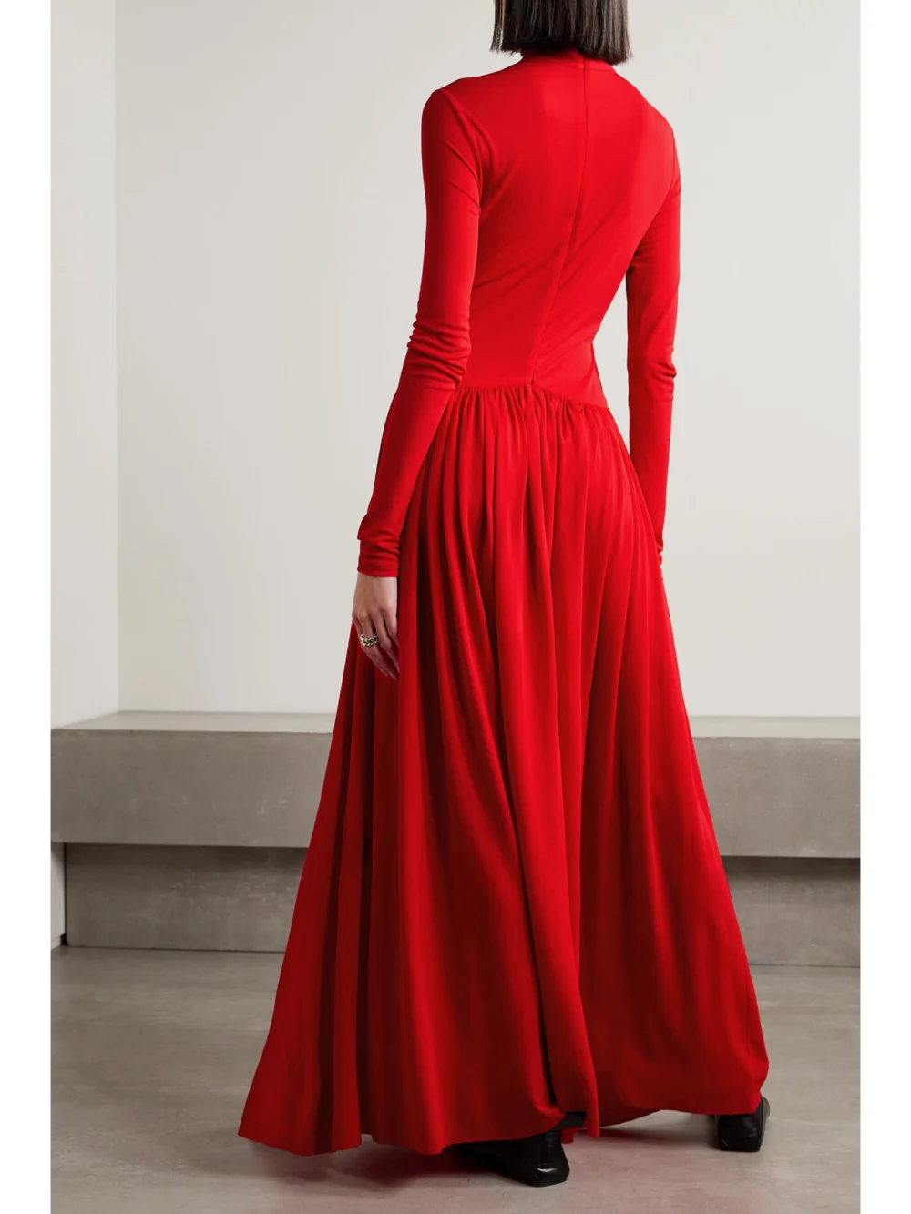 Back view of the Proenza Schouler Wrap-effect Jersey Maxi Dress