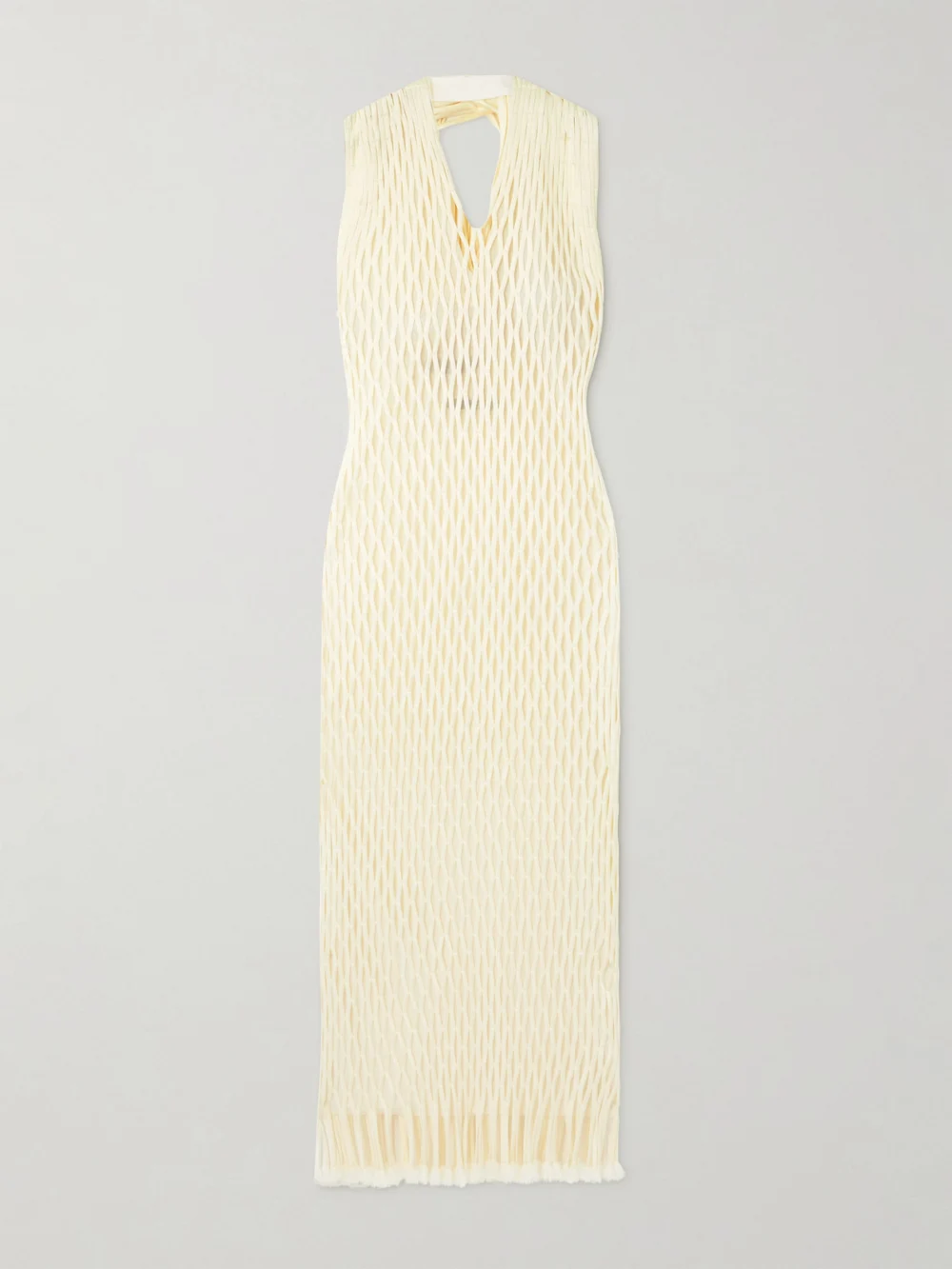 Proenza Schouler Zora Fringed Mesh Halterneck Midi Dress in ivory