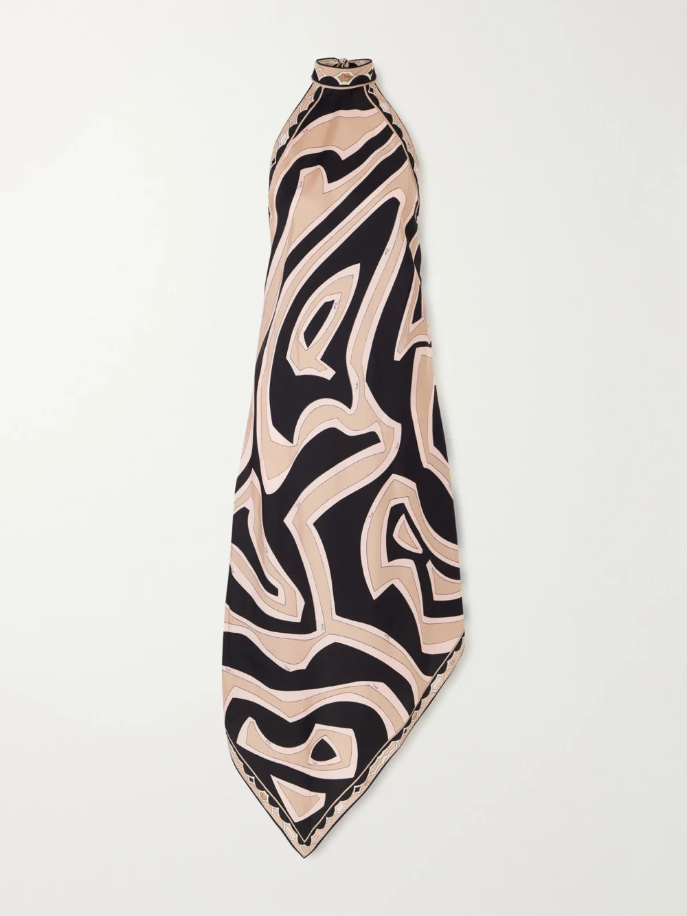 Pucci Asymmetric Printed Silk-twill Halterneck Dress in baby pink