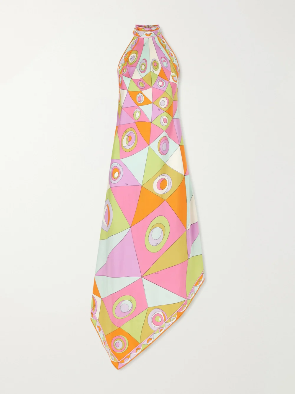 Pucci Asymmetric Printed Silk-twill Halterneck Midi Dress in multi