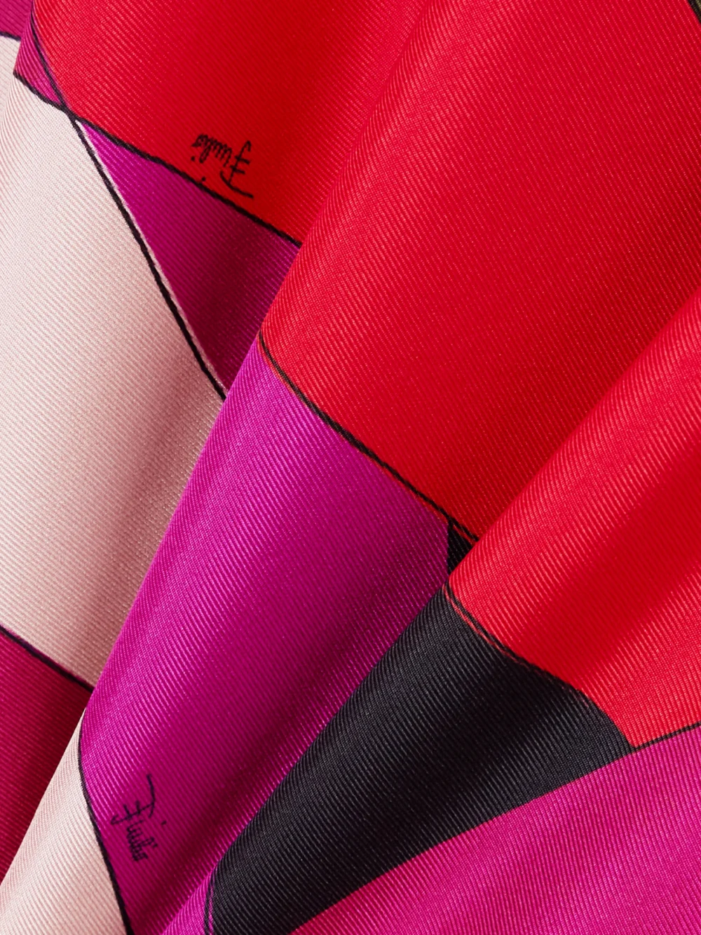 Close-up detail of the Pucci Asymmetric Printed Silk-twill Maxi Skirt