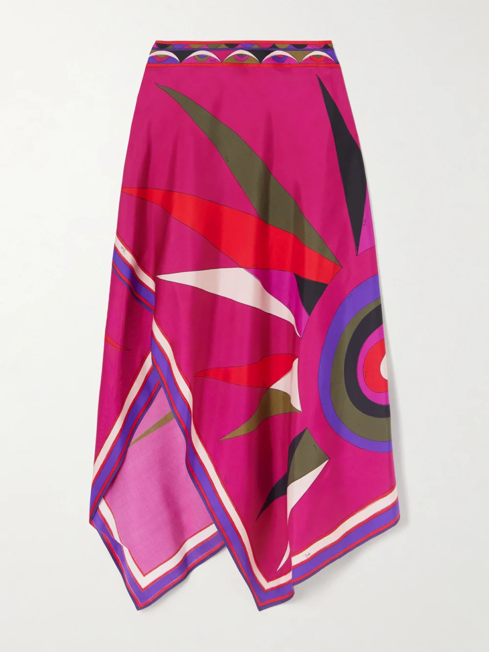 Pucci Asymmetric Printed Silk-twill Maxi Skirt in multi