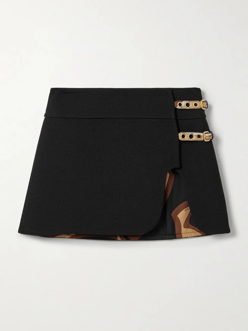 Pucci Buckled Wool Mini Skirt in black