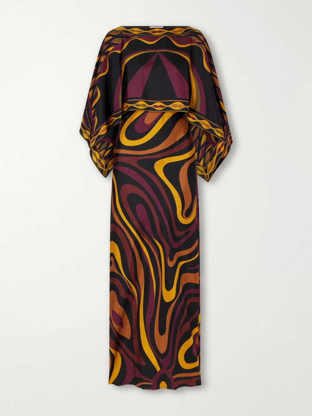 Pucci Cape-detailed Printed Silk-twill Maxi Dress in multi