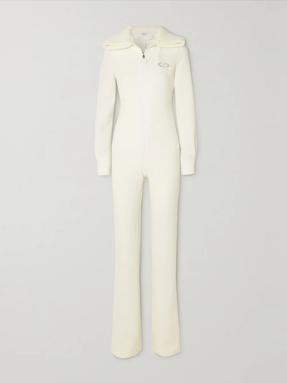 Pucci Embellished Knit-trimmed Stretch-crepe Jumpsuit in white