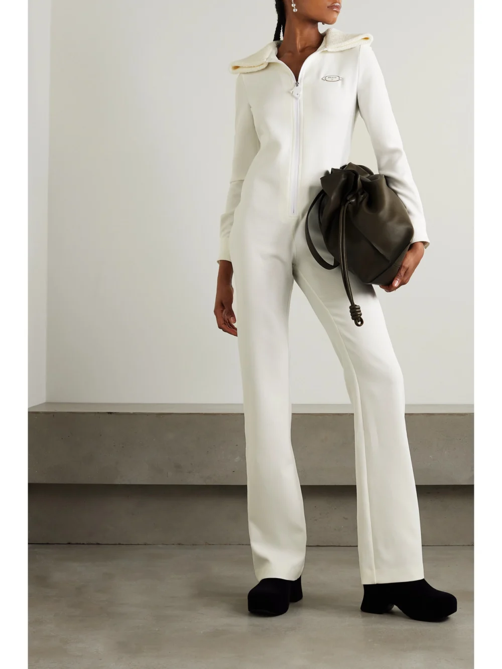 Pucci Embellished Knit-trimmed Stretch-crepe Jumpsuit, worn by a model