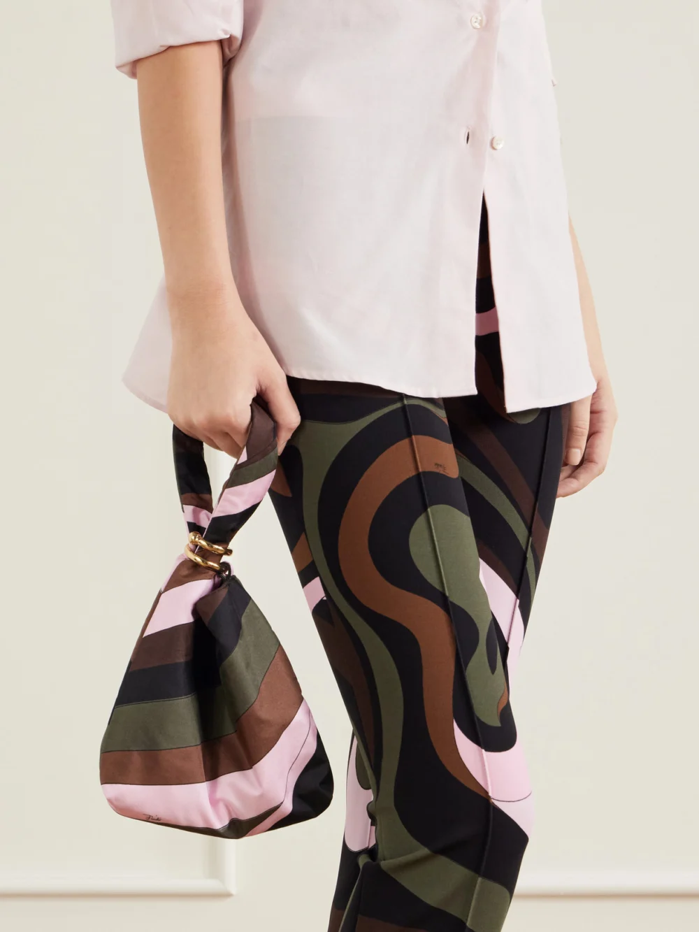 Pucci Emilio Printed Silk-twill Clutch Bag, styled view