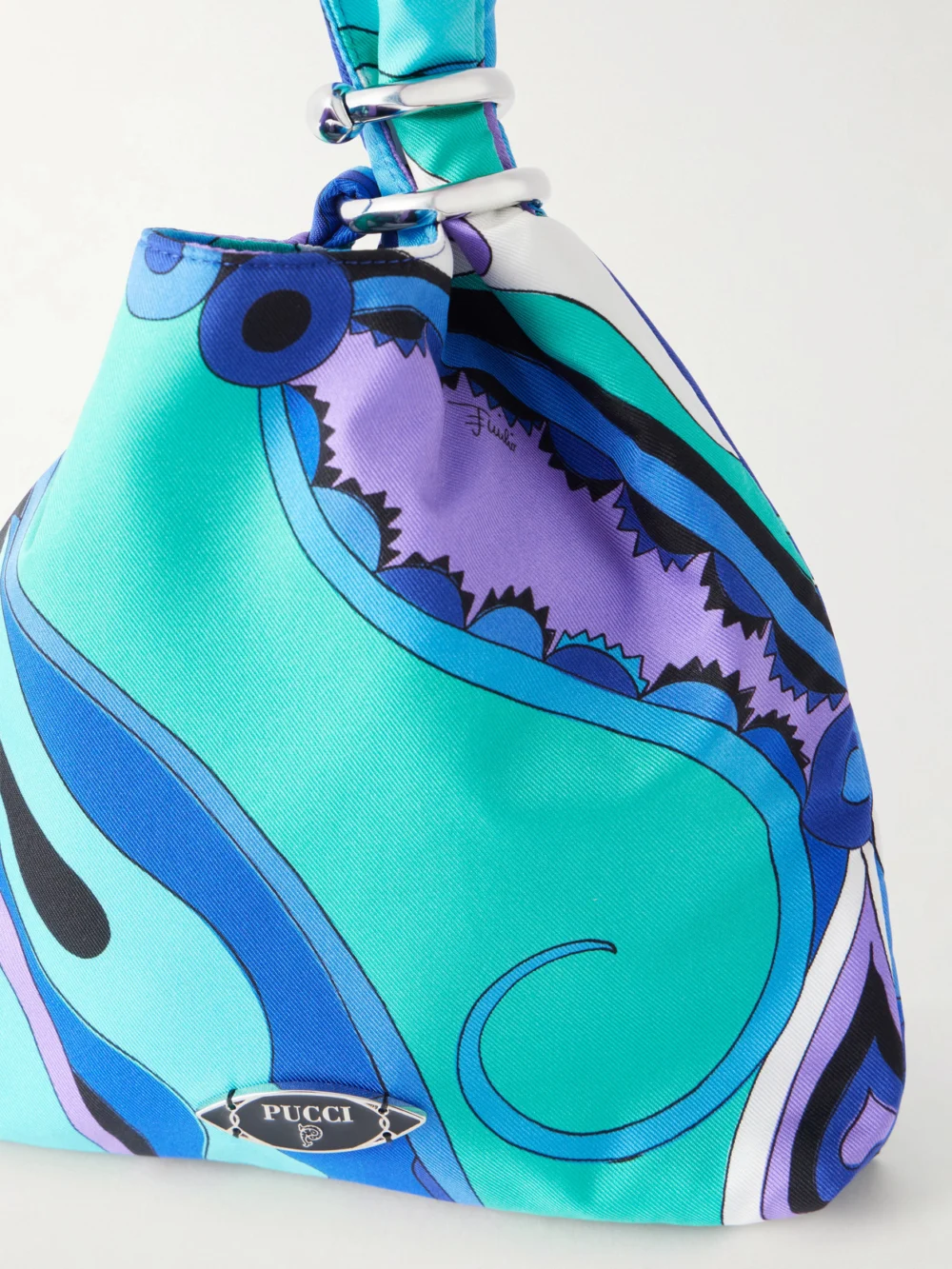 Close-up detail of the Pucci Emilio Printed Silk Twill Clutch Bag