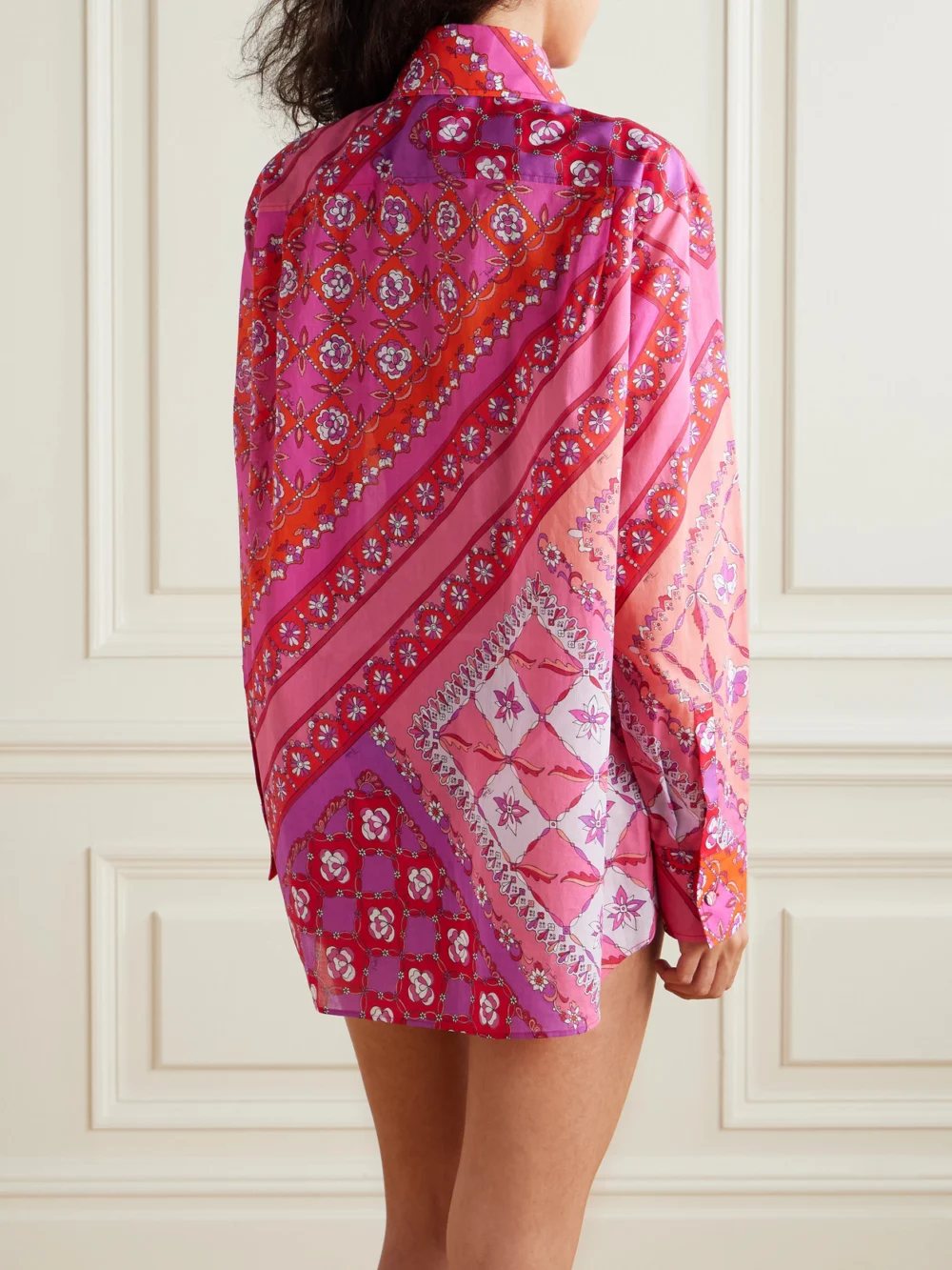 Back view of the Pucci Festa Oversized Printed Cotton-voile Shirt