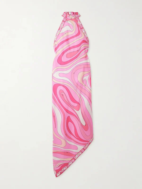 Pucci Halterneck Printed Silk-twill Midi Dress