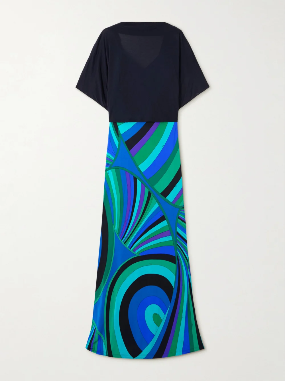 Pucci Layered Cotton and Silk-blend and Printed Jersey Maxi Dress in blue