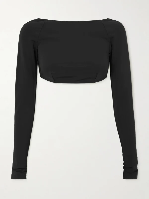 Pucci Open-back Cropped Silk-trimmed Stretch-crepe Top