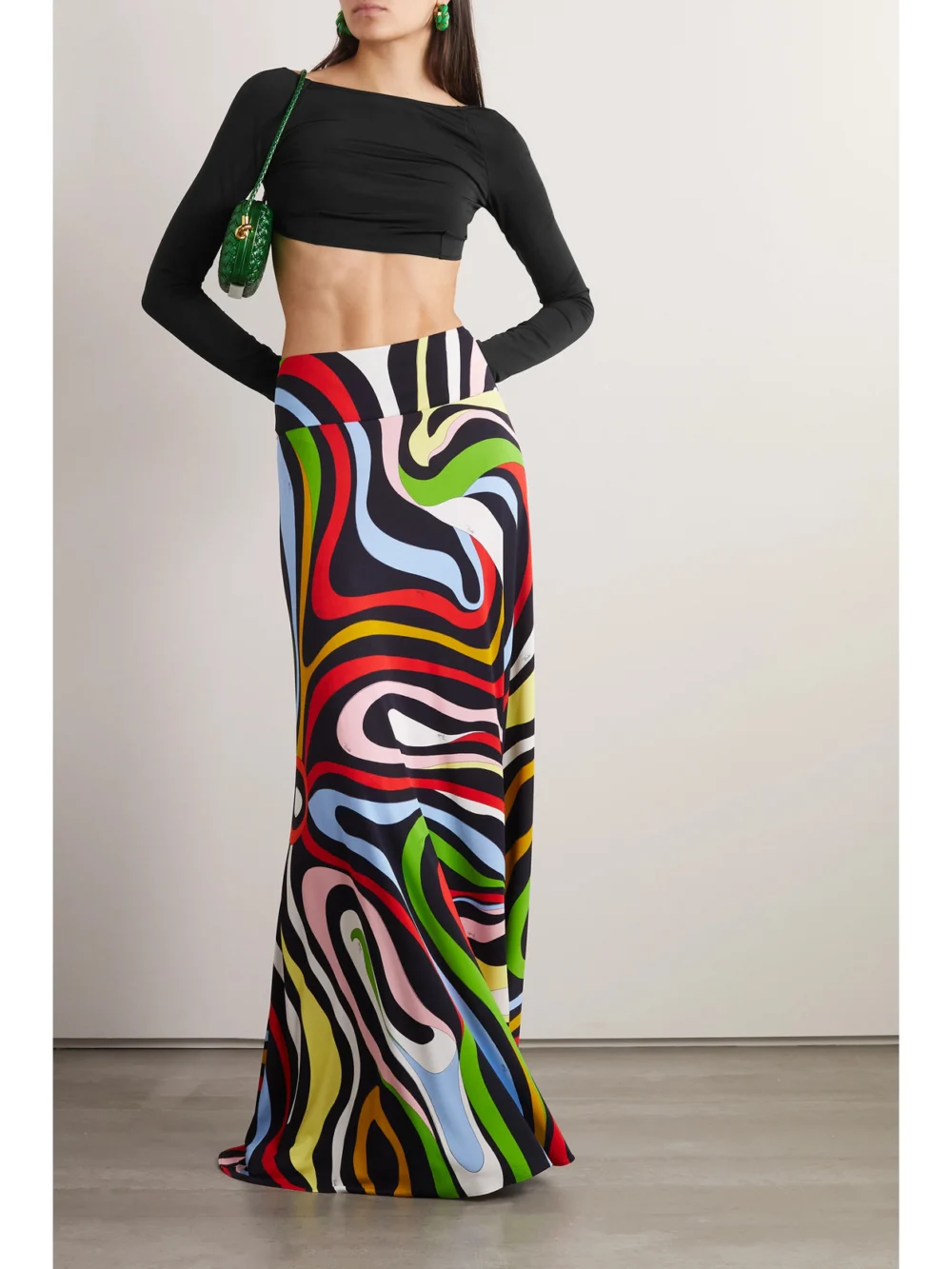 Pucci Open-back Cropped Silk-trimmed Stretch-crepe Top, worn by a model