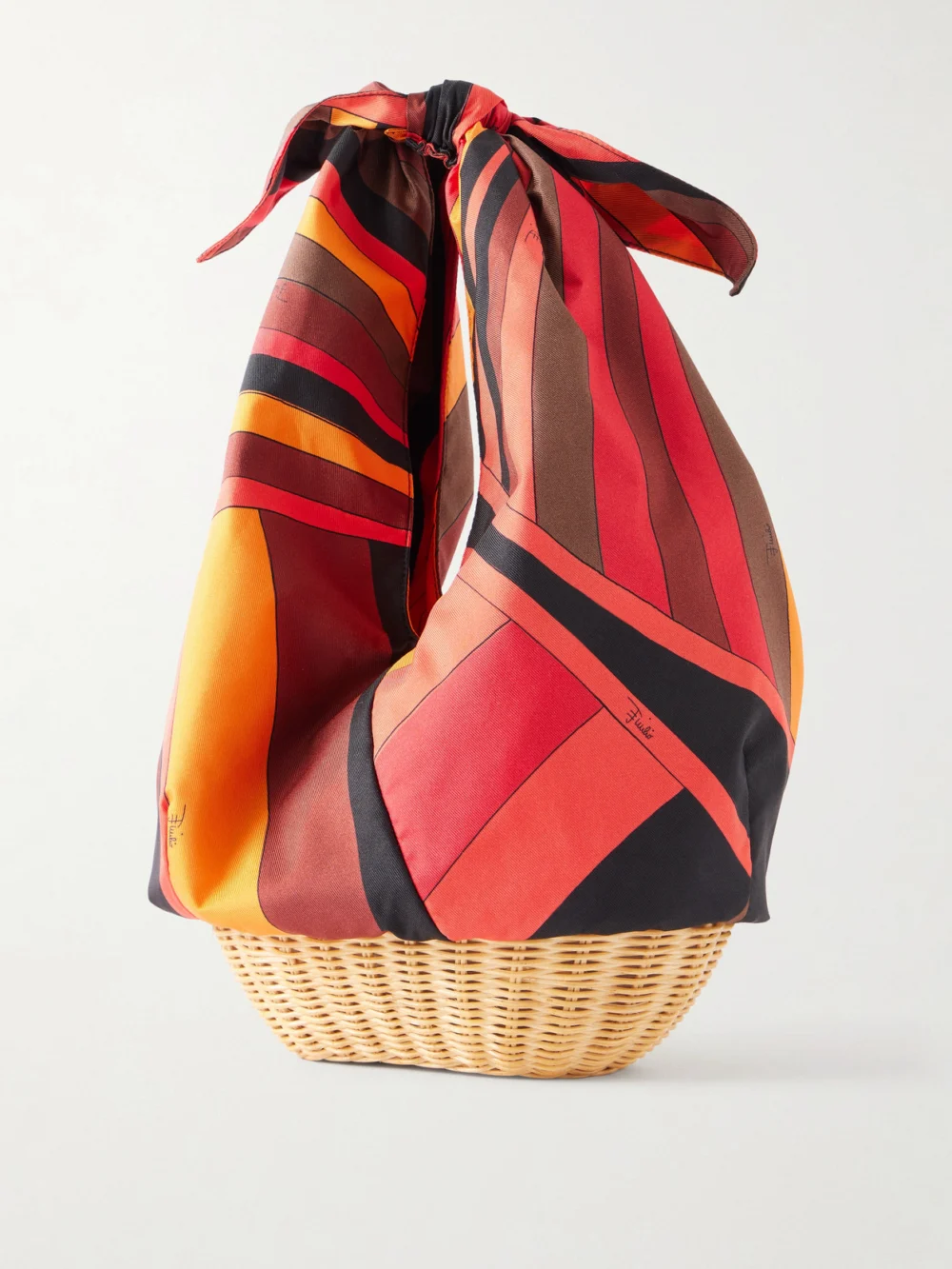 Back view of the Pucci Picnic Embellished Bamboo-trimmed Silk-twill Clutch