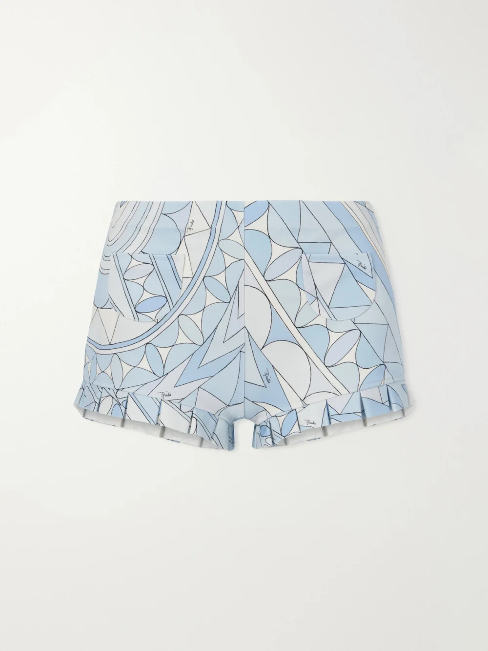 Pucci Pleated Printed Cotton-jersey Shorts in light blue
