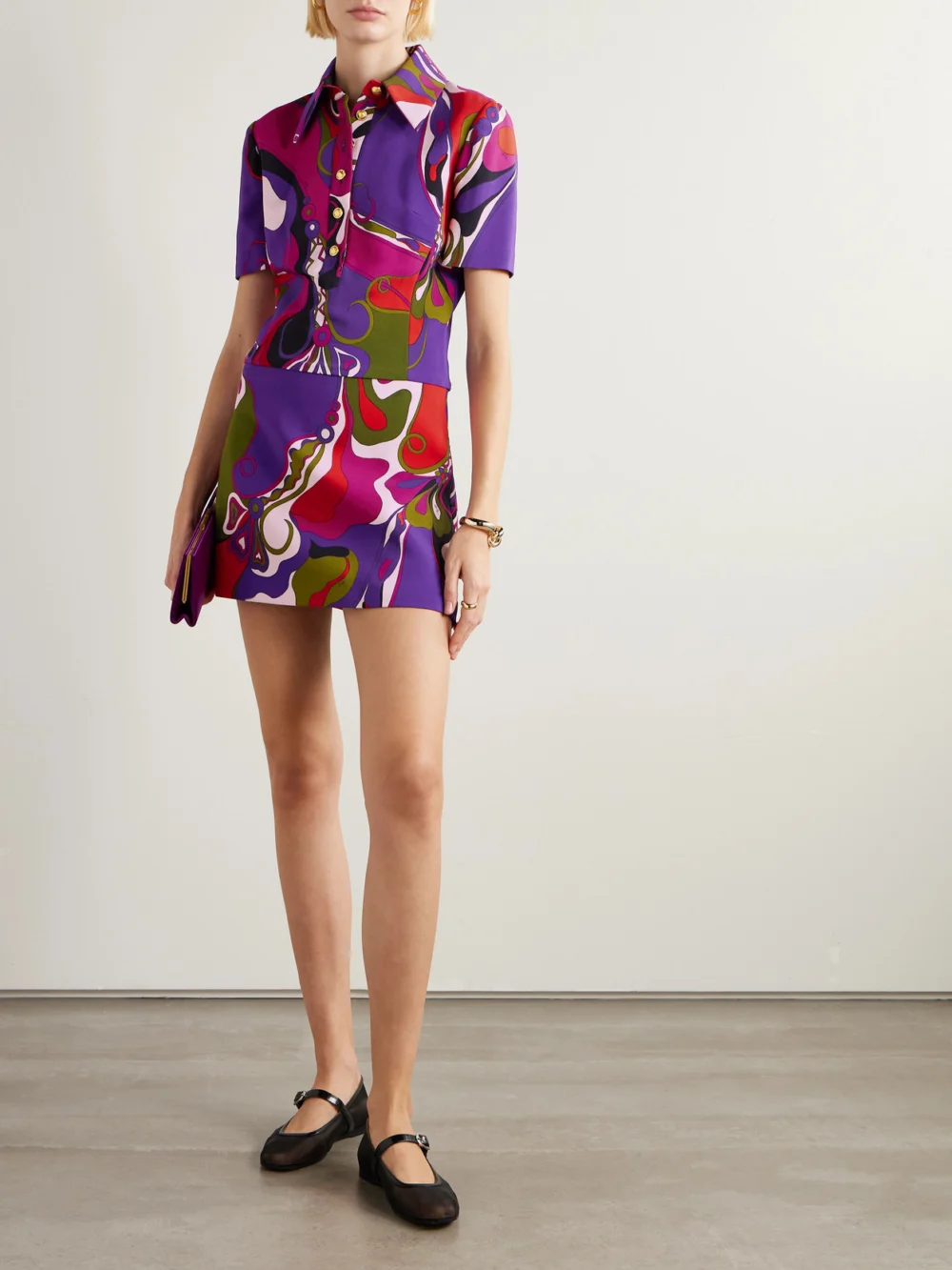 Pucci Printed Cady Mini Dress, worn by a model