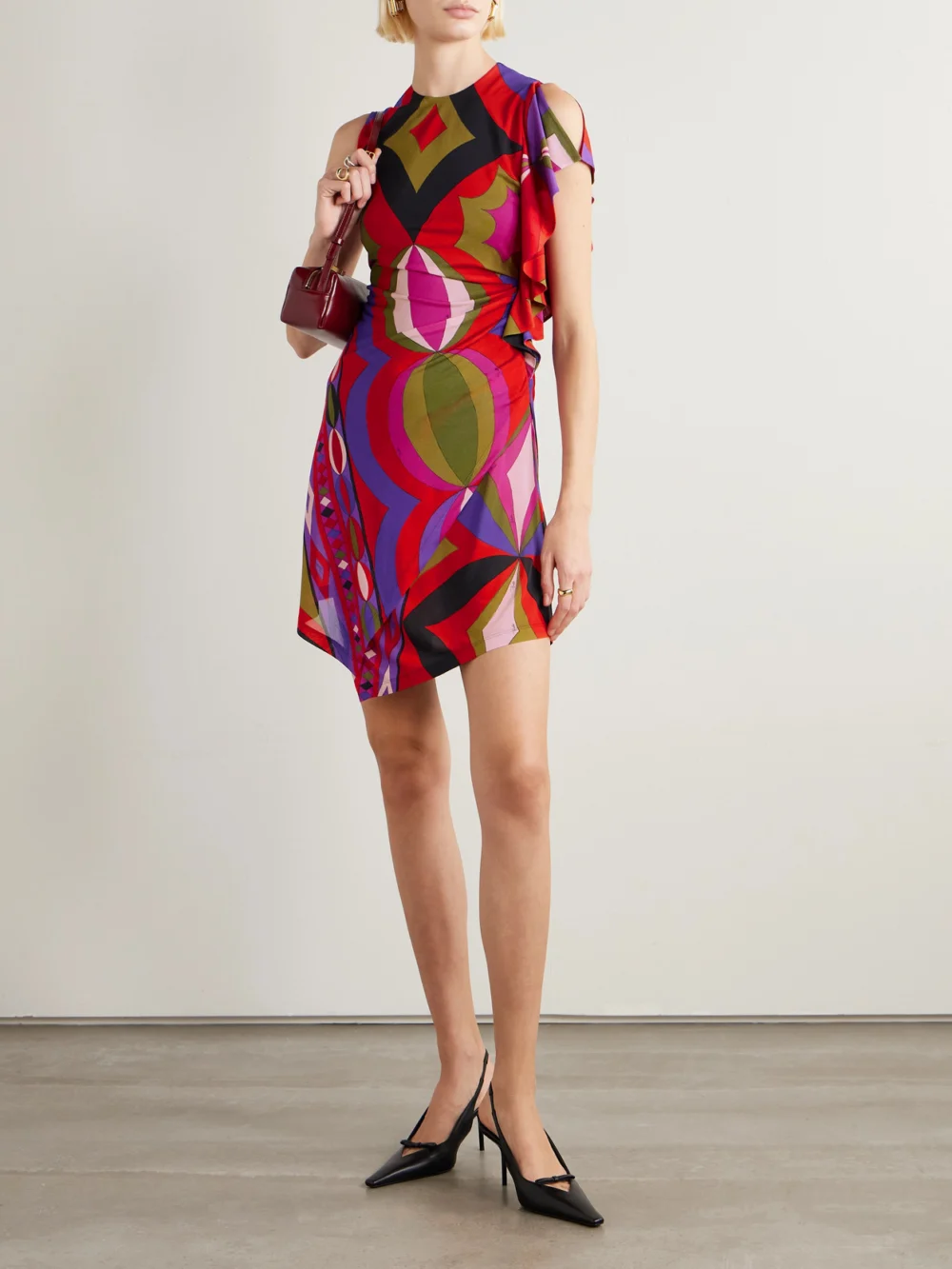 Pucci Printed Jersey Mini Dress, worn by a model