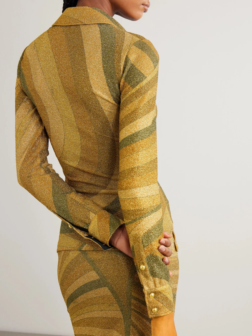 Back view of the Pucci Printed Metallic Jersey Polo Shirt