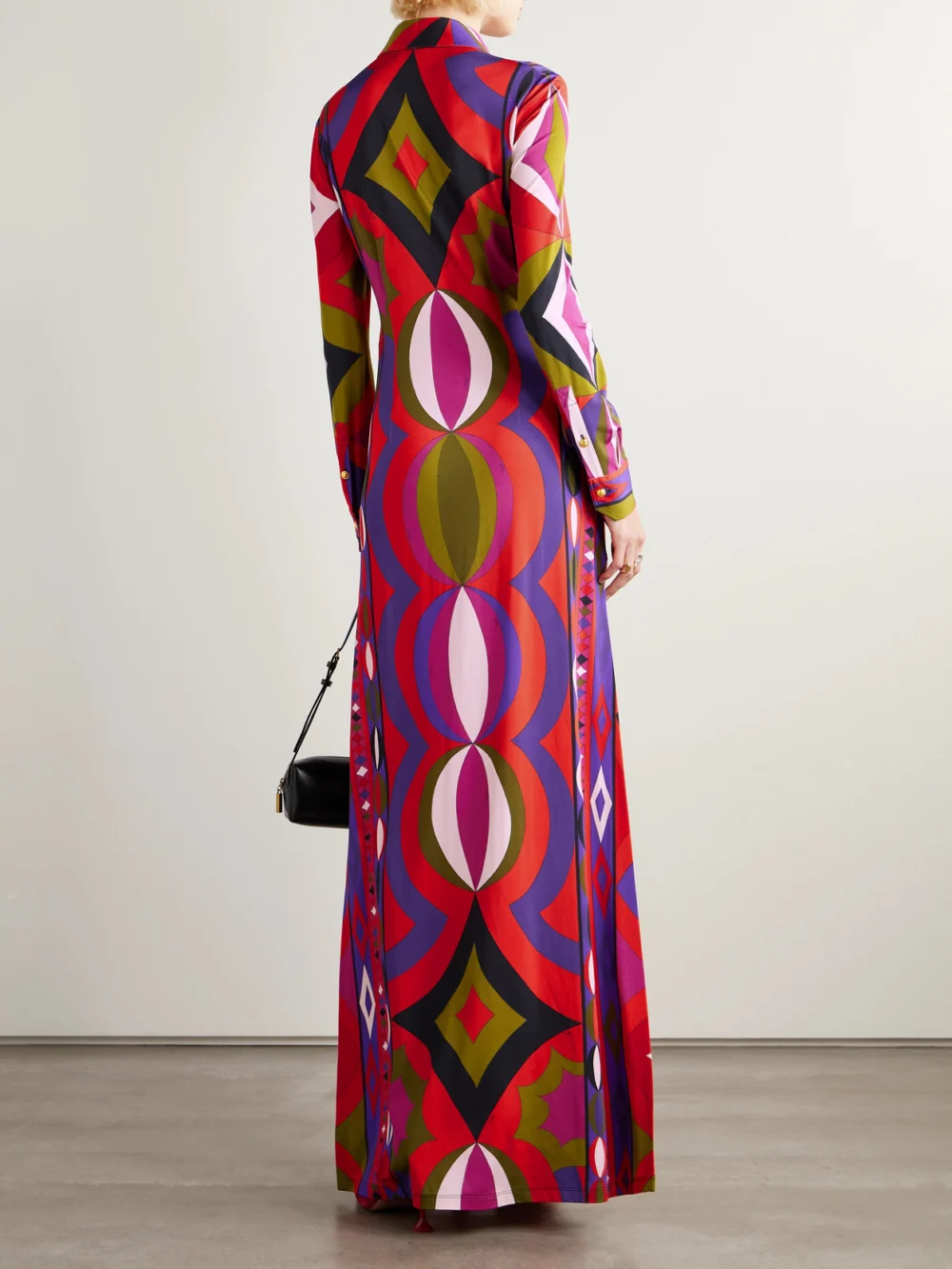 Back view of the Pucci Printed Satin Maxi Dress