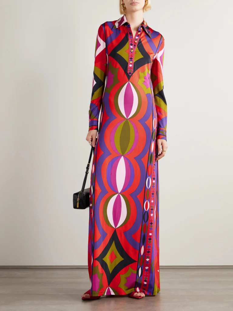 Pucci Printed Satin Maxi Dress