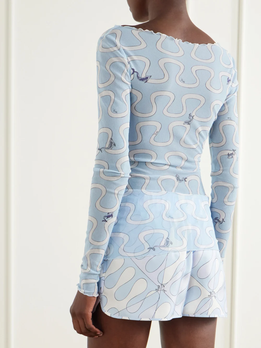 Back view of the Pucci Printed Sheer Tulle Top