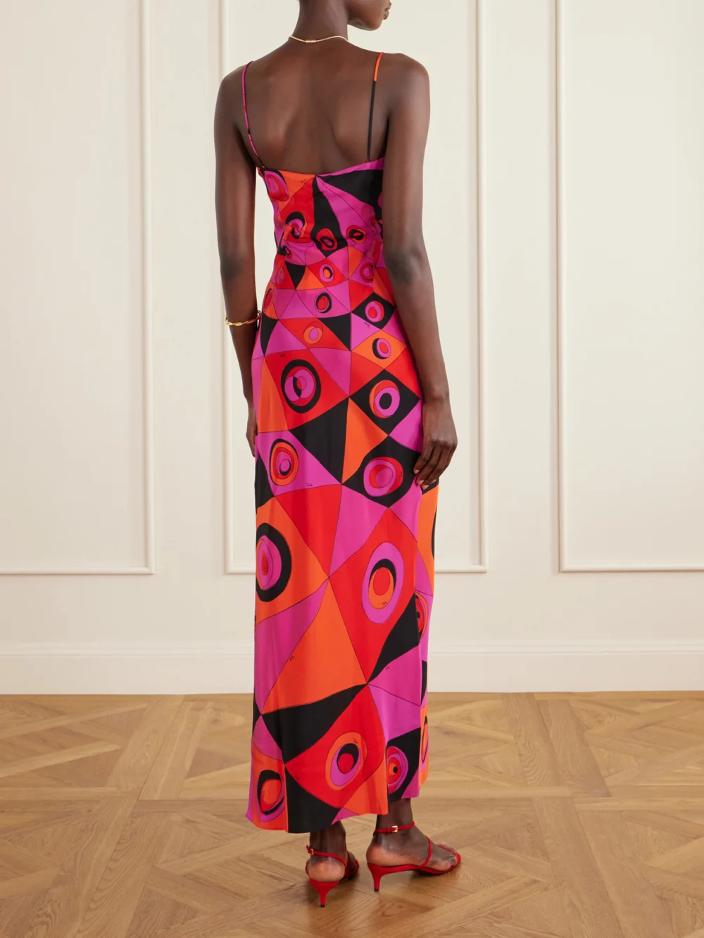 Back view of the Pucci Printed Silk Crepe De Chine Maxi Dress