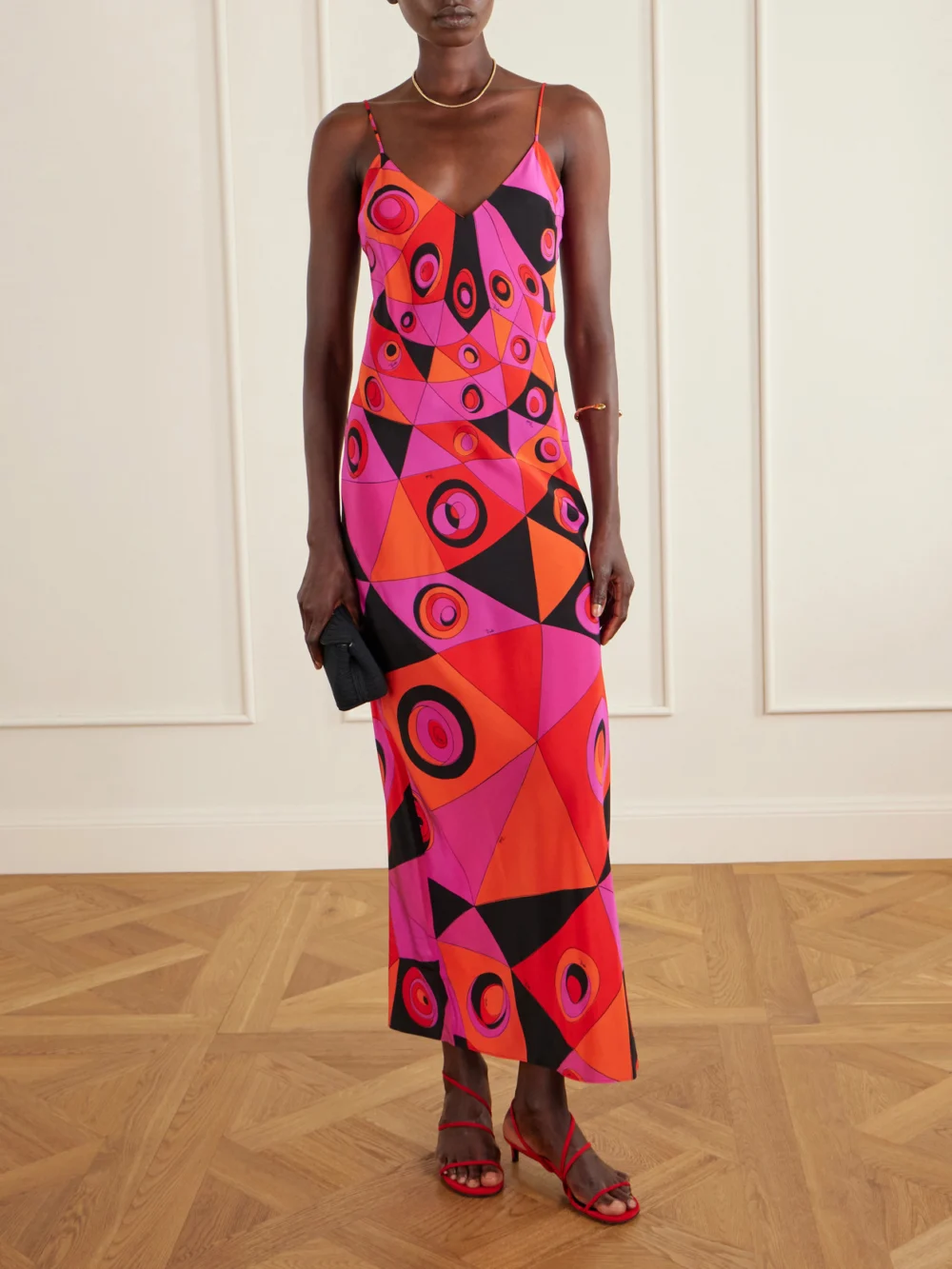 Pucci Printed Silk Crepe De Chine Maxi Dress, worn by a model