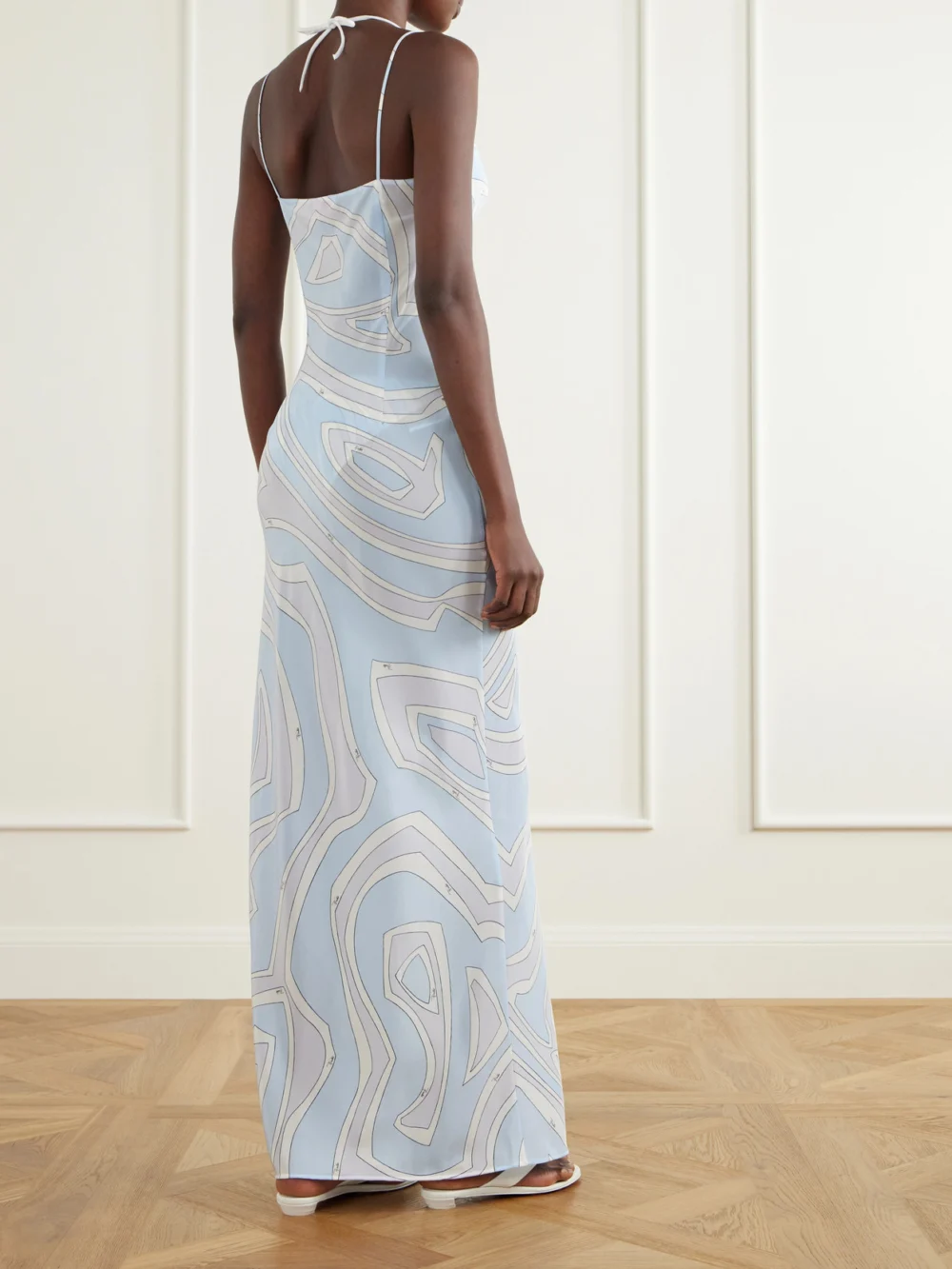 Back view of the Pucci Printed Silk Crepe De Chine Maxi Dress