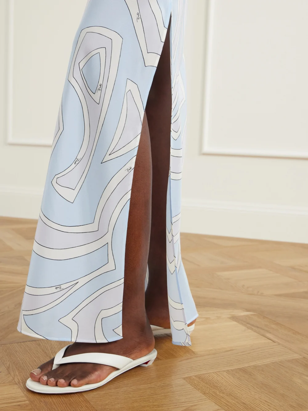 Close-up detail of the Pucci Printed Silk Crepe De Chine Maxi Dress