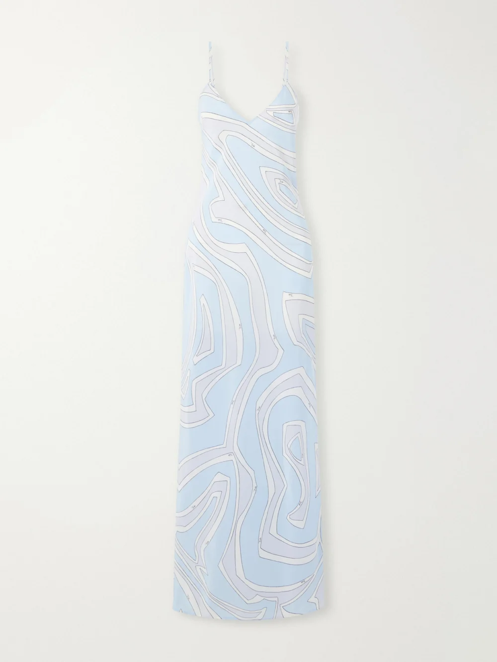 Pucci Printed Silk Crepe De Chine Maxi Dress in light blue