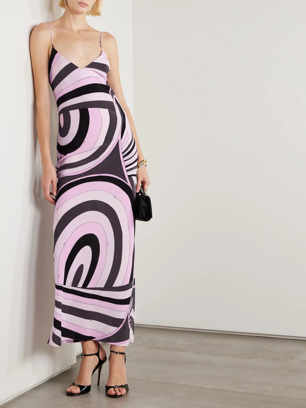 Pucci Printed Silk Crepe De Chine Maxi Dress, worn by a model