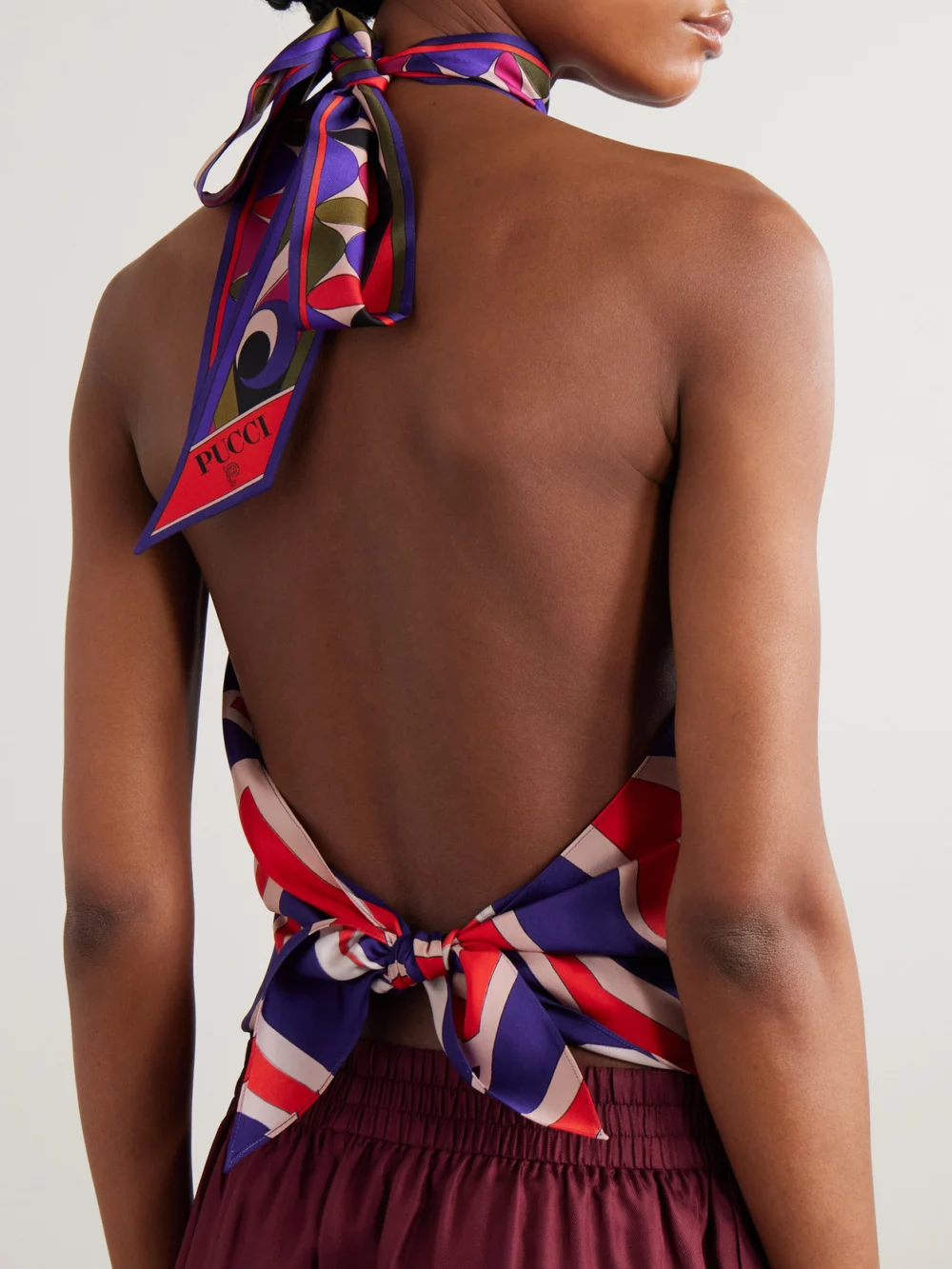 Back view of the Pucci Printed Silk-twill Halterneck Top