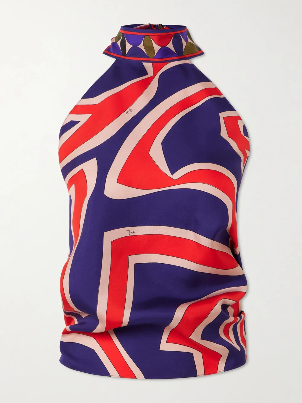 Pucci Printed Silk-twill Halterneck Top in multi