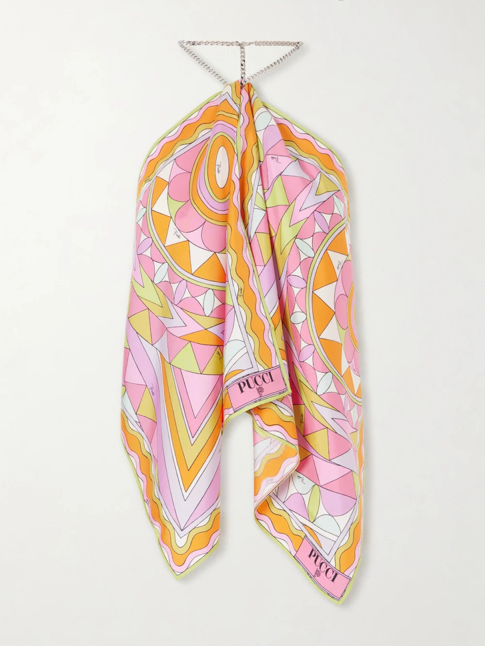 Pucci Printed Silk-twill Halterneck Top in pink