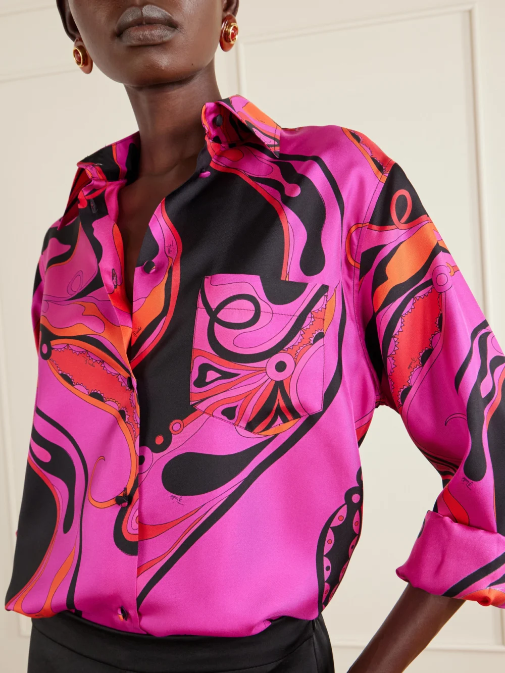 Close-up detail of the Pucci Printed Silk-twill Shirt